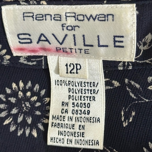 Rena Rowan for Seville sz 12p blouse, top in a sheer navy fabric - Picture 12 of 13